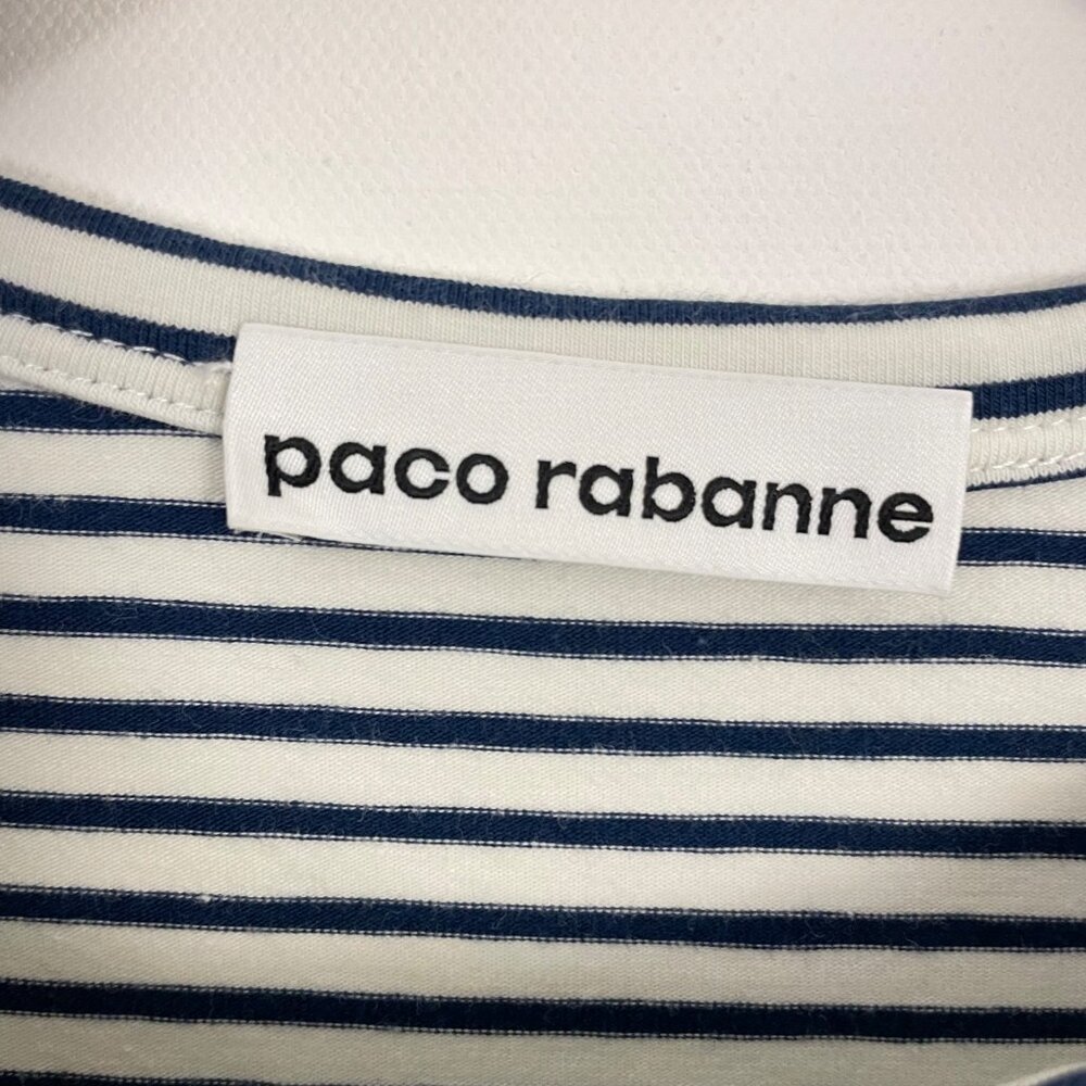 Paco Rabanne Striped Snap Button Asymmetric Drape Front Top - Picture 4 of 9